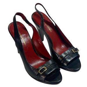 Vintage Banana Republic Sling Back Heels open toe gold buckle size 6